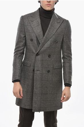 Corneliani CC COLLECTION Virgin Wool Peak Lapel Double-Breasted Coat size 48