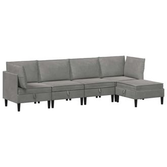 vidaXL Set Di Mobili Per Il Soggiorno 5 Pz Grigio Chiaro Velluto Vidaxl