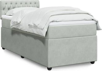 vidaXL Cama Box Spring Con Colch&oacute;n Terciopelo Gris Claro 90x190 Cm Vidaxl