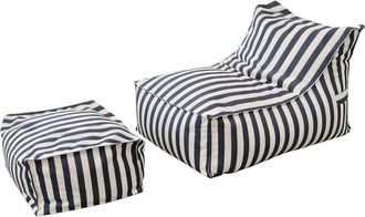 Concept Usine Conjunto de pufs de exterior a rayas azules repelentes al agua y