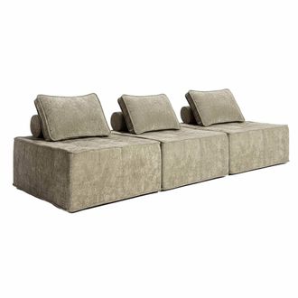 Oviala Sof&aacute; modular de tela de 3 plazas con cojines topo