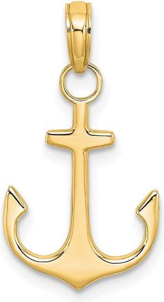 Diamond2Deal 14K Gold 2-D Polished Anchor Charm Pendant