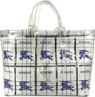 Burberry Blue Clear Yellow Vinyl Shoulder Bag Tote Bag (Pre-Owned)
