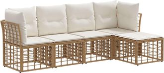 vidaXL Conjunto De Sof&aacute;s De Exterior Natural Poli&eacute;ster Vidaxl