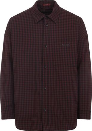 Gucci Purple Black Checked Logo Shirt Jacket