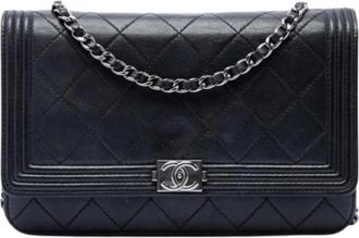Chanel Pre-owned Boy Wallet on Chain - Dames - Vintage Schoudertas - Zwart - ONE Size - Leer - Vintage