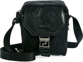 Versace Barocco Nylon Messenger Bag in Black-Ruthenium at Nordstrom