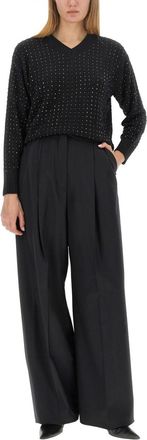 Max Mara Womens Wool Jersey - Black - Size Medium