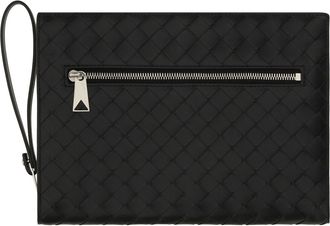 Bottega Veneta Mens Leather Document Holder Black-Silver Phone Cases & Technology Black/silver