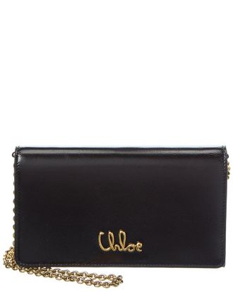 Chlo&eacute; Flap Leather Wallet On Chain