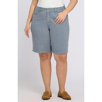 NYDJ Lilly Straight Leg Denim Shorts in Malaga Stripe at Nordstrom, Size 16W