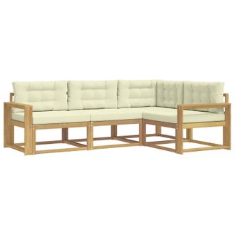 vidaXL Conjunto De Sof&aacute;s De Exterior 3 Pcs Blanco Y Crema Poli&eacute;ster Vidaxl