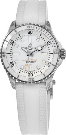 Breitling Superocean Automatic 36 White Dial Rubber Strap Womens Watch A17377211A1S1