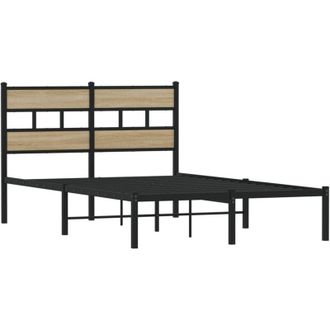 vidaXL Estructura de cama sin colchón metal roble Sonoma 120x190 cm Vidaxl