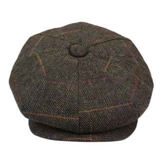 Infinity Leather Mens Peaky Blinders Herringbone Flat Hat