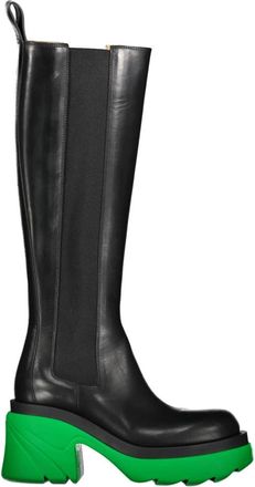 Bottega Veneta Leren Chelsea Boots met Profielzool - Dames - Hoge Laarzen - Zwart - 37 EU - Leer - Schoenen