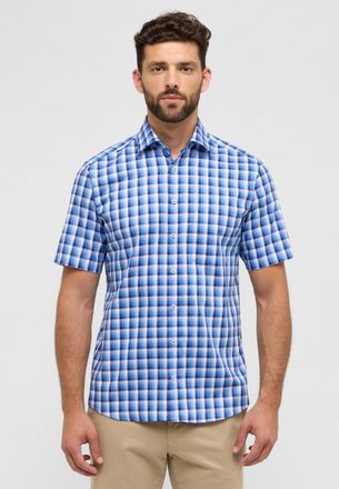 Eterna Kurzarmhemd ETERNA MODERN FIT, Herren, Gr. 45, Normalgr&ouml;ssen, blau, 100% Baumwolle, tailliert, Hemden Kurzarmhemd, NON IRON (b&uuml;gelfrei)