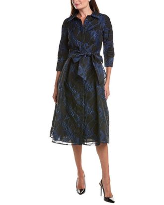 Teri Jon by Rickie Freeman Organza Web Pattern Shirtdress