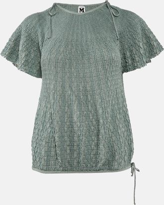 M Missoni Green Patterned Lurex Knit Sweater Top