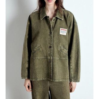 American Vintage Losvallen denimjasje met knopen, UZATOWN
