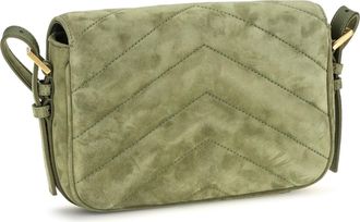 Saint Laurent Womens Shoulder Bag Loulou Suede Green