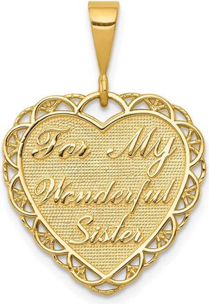 Diamond2Deal 14k Yellow Gold Reversible FOR MY WONDERFUL SISTER Charm