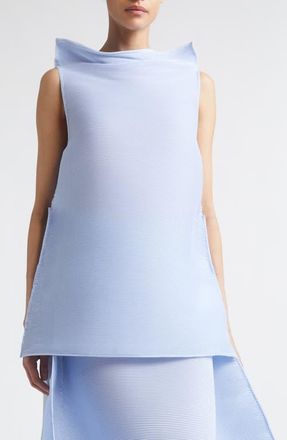 Melitta Baumeister Sleeveless Ripple Pliss&eacute; Top in Soft Blue at Nordstrom, Size X-Small