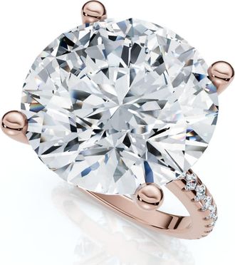 Pompeii3 Certified 10 1/3Ct Round Diamond Engagement Ring With Accents 14k Gold Lab Grown