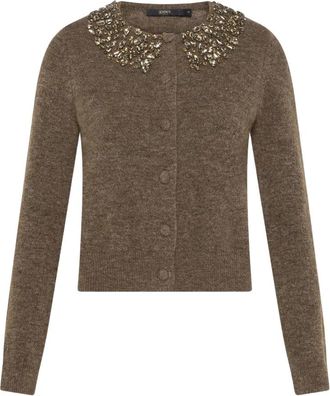 Seventy Cardigan van wolmix met juwelenapplicaties - Dames - Vesten - Bruin - L - Wol - Truien & Vesten