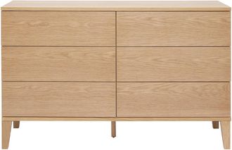Miliboo C&oacute;moda De 6 Cajones De Madera Clara 120 Cm Freddy