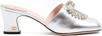 Valentino Garavani 60mm crystal-embellished mules - women - Sheep Skin/Shearling/Calf Leather/Goat Skin - 39.5 - Silver