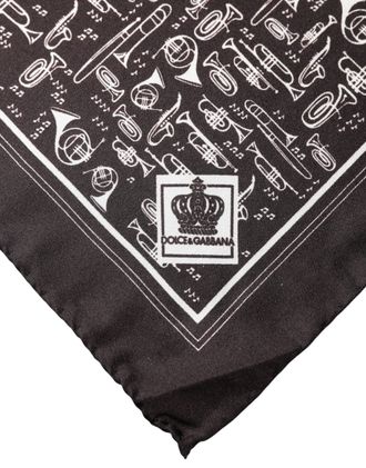 Dolce & Gabbana Brown Jazz Club Square Handkerchief Men 32cm X 31cm Scarf