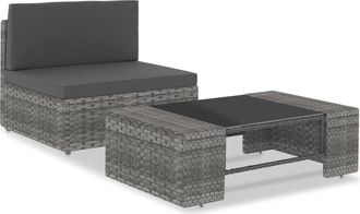 vidaXL Vidaxl - Juego de muebles de jardín 2 piezas ratán sintético gris