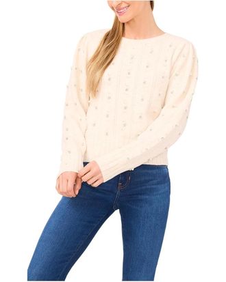 CeCe by Cynthia Steffe Sweater Womens Buttercream Embellished Long Sleeve Pullover GBO3647