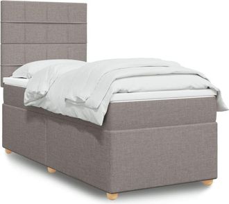 vidaXL Cama Box Spring Con Colch&oacute;n Tela Gris Taupe 90x200 Cm Vidaxl
