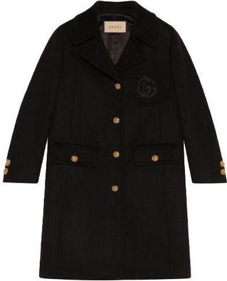Gucci (WMNS) Gucci Double G Embroidery Wool Coat Black 657054-ZAG3M-1000