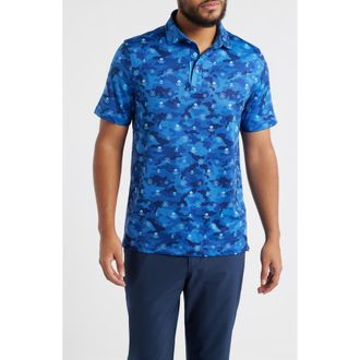 G/Fore Icon Camo Stretch Tech Jersey Polo Shirt in Azul at Nordstrom, Size Xx-Large