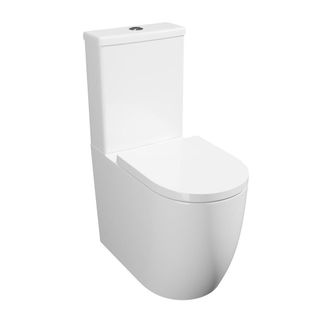 Clifton Premium OPEN BACK ROUND COMFORT HEIGHT Rimless Pan Toilet Set in White