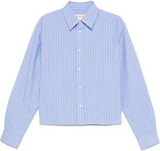 Marni Casual Shirts, male, Blue, M, Striped Shirt with Cornflower Blue Front