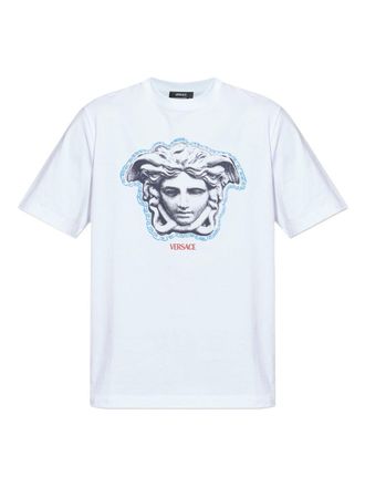 Versace Short-Sleeve White T-Shirt With Medusa Graphic