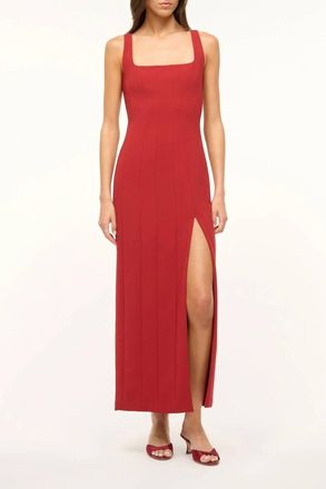 Staud Ankle Portrait Dress In Rouge