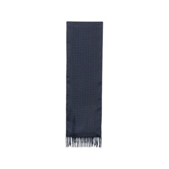 Ferragamo Accessoires, Heren, Blauw, ONE Size, Geometrische Print Rechthoekige Sjaal