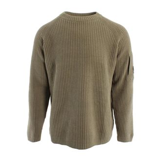 C.P. Company Round-neck Knitwear, male, Green, Size: M Chenille Crew Knit