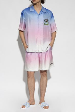 Casablanca Silk Shorts With Pocket, Mens, Blue