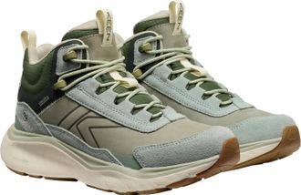 Keen Outdoorschuh KEEN LEIKI LEATHER MID WP, Damen, Gr. 38,5, gr&uuml;n (iceberg gr&uuml;n, bronze gr&uuml;n), Leder, Textil, Schuhe Outdoorschuh, wasserdicht
