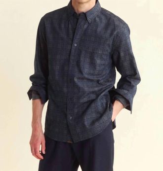 Billy Reid Tapestry Button Down Shirt In Carbon Blue