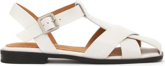 Kazar Witte sandalen met een band die de tenen overschaduwt - Dames - Sandalen - Wit - 40 EU - Leer - Schoenen