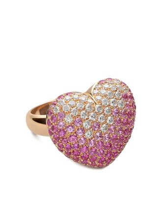 Leo Pizzo 18K rose gold Amore diamond and sapphire ring - Pink