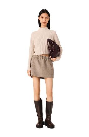 Maje Cable-knit crop sweater in Beige at Nordstrom, Size Large
