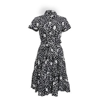 Diane Von F&uuml;rstenberg Printed Shirt Dress in Black Cotton
